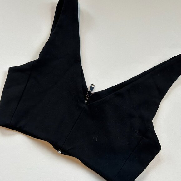 Zara Black Bralette Crop Top - Black Crop top with Zipper - Picture 4 of 8